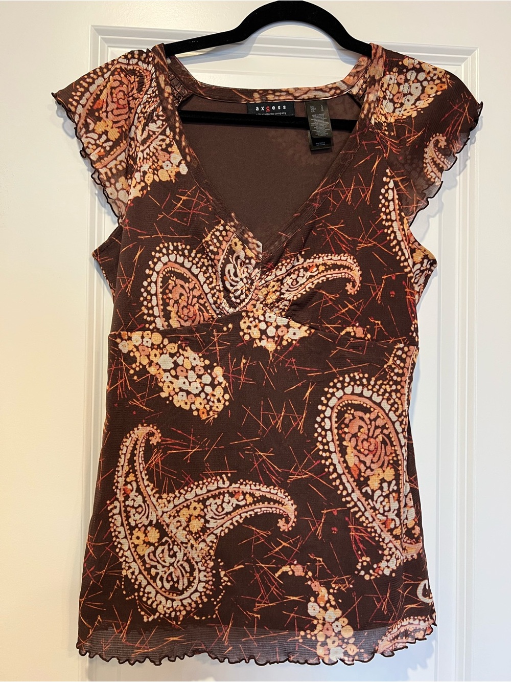 Y2K Boho Paisley Flutter Sleeve Going Out Top